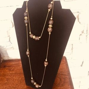 Floating Beads on Goldtone Chain Necklace